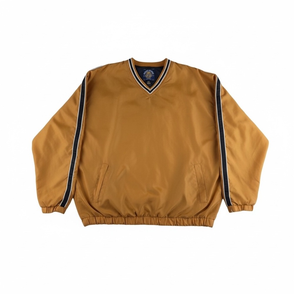 Steve & Barry's Pullover Windbreaker Jacket Mens M Mustard Gold V Neck Retro‎